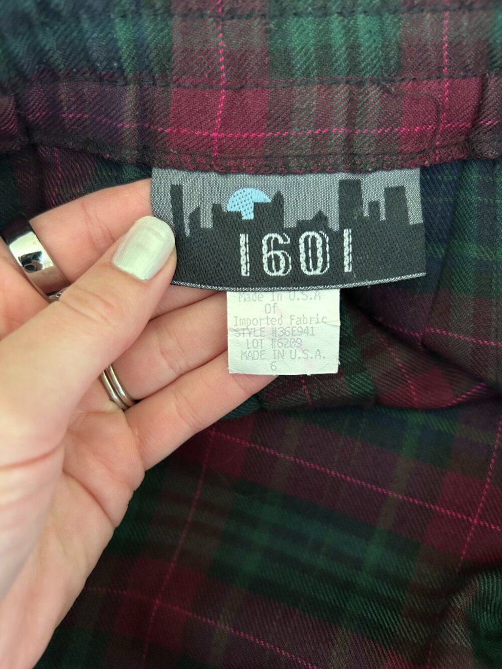 vintage tartan plaid wrap midi skirt gold button 1601 - Picture 4 of 4